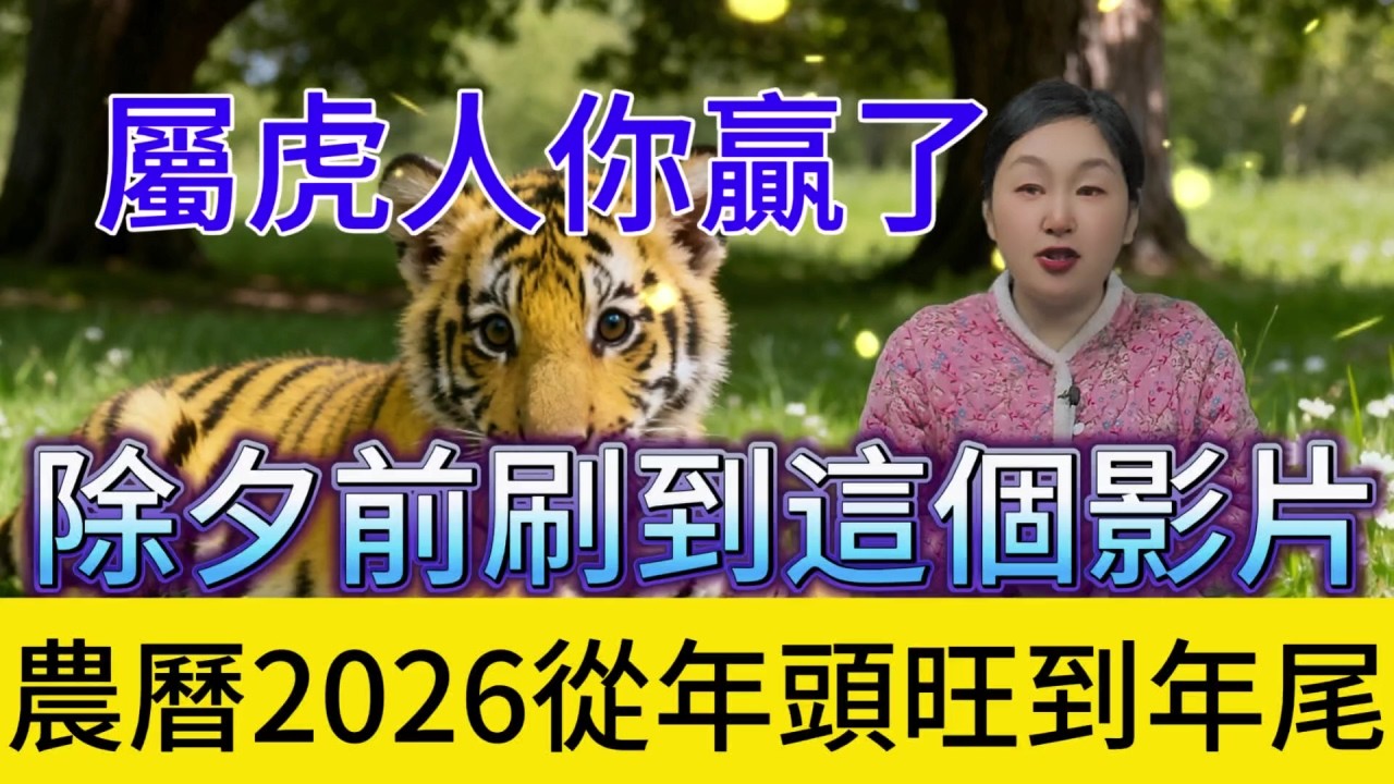 屬虎人你贏了！如果在除夕（2 月 16 日）前看到這個視頻，農曆 2026 年從年頭旺到年尾 大贏一整年！#運勢 #補財庫旺財氣 #財富 #正能量 #生肖 #命理