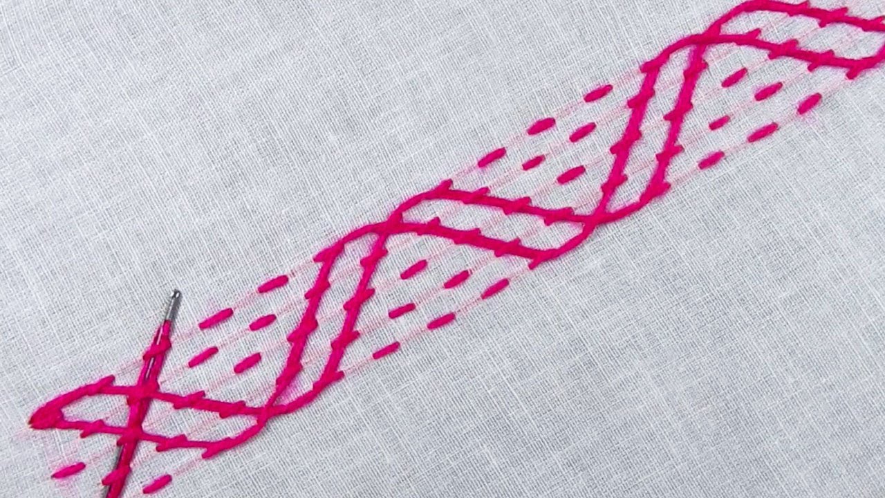 Hand embroidery nakshi kantha border design beautiful border line easy tutorial, basic stitch