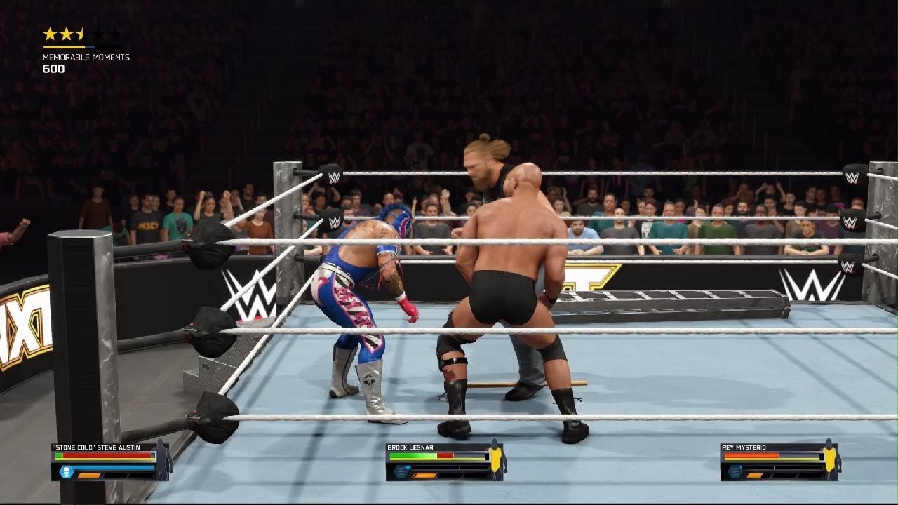 WWE 2K25 - Elimination Extreme Rules Match | Brock Lesnar v Stone Cold v Rey Mysterio | PlayStation5