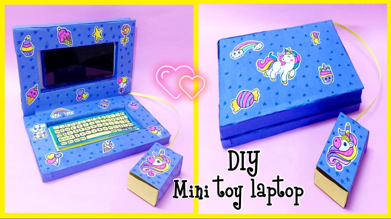 How to make toy laptop phone holder / mini laptop craft from waste cardboard DIY Organizer craft