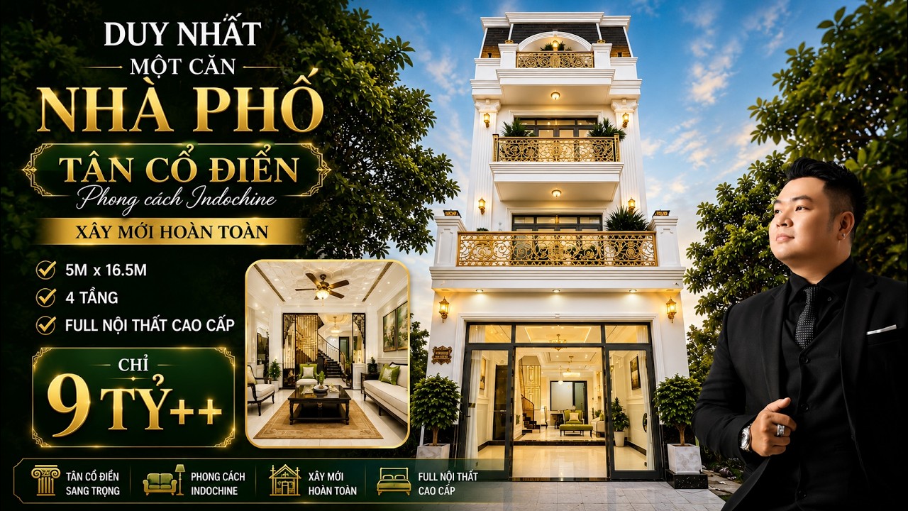 Nhà Phố Tân Cổ Điển Duy Nhất có Thiết Kế Indochine Sang Trọng, cách Quận 7 chỉ 2km