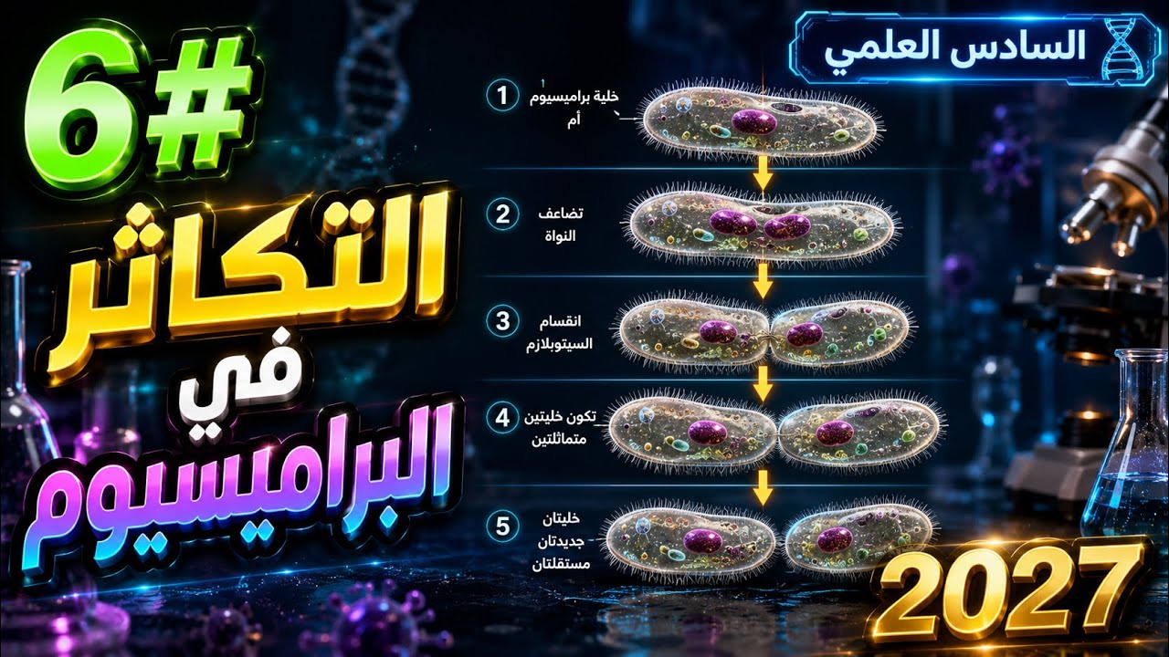 رسم التكاثر في البراميسيوم (الانشطار الثنائي) | للصف السادس العلمي-رسم وزاري متكرر وبطريقة سهلة جداً
