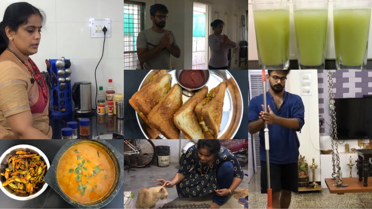 Morning to Evening vlog/Karamani Kuzhambu/Kovakkai Fry/Grapes Ginger Juice/Mixed Vegetable Sandwich
