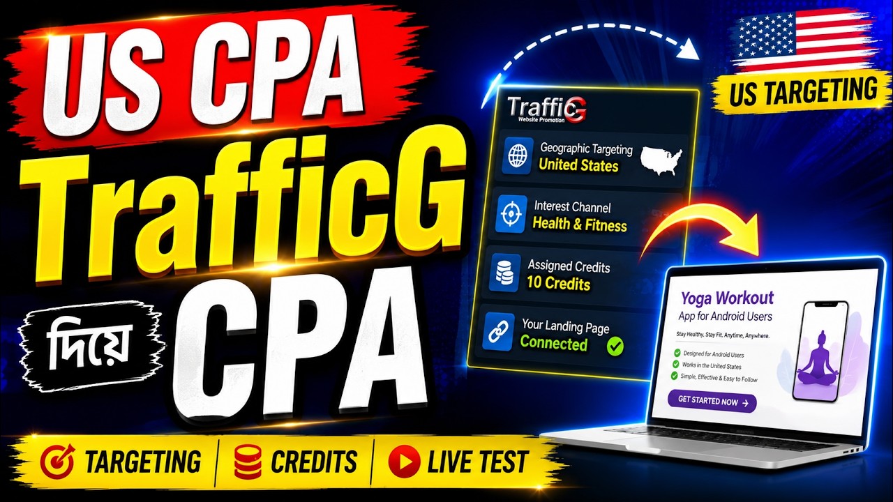 TrafficG থেকে US CPA Landing Page-এ Traffic আনুন | Targeting, Tracking, Credits ও Live Test