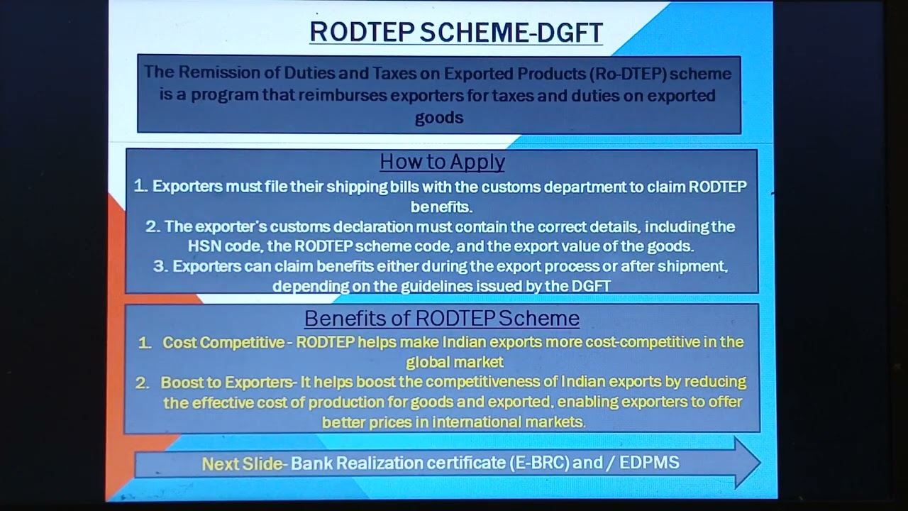 Practical Training-43-How to Apply E-BRC/Duty Drawback/RODTEP Scheme/EDPMS with detailed explanation