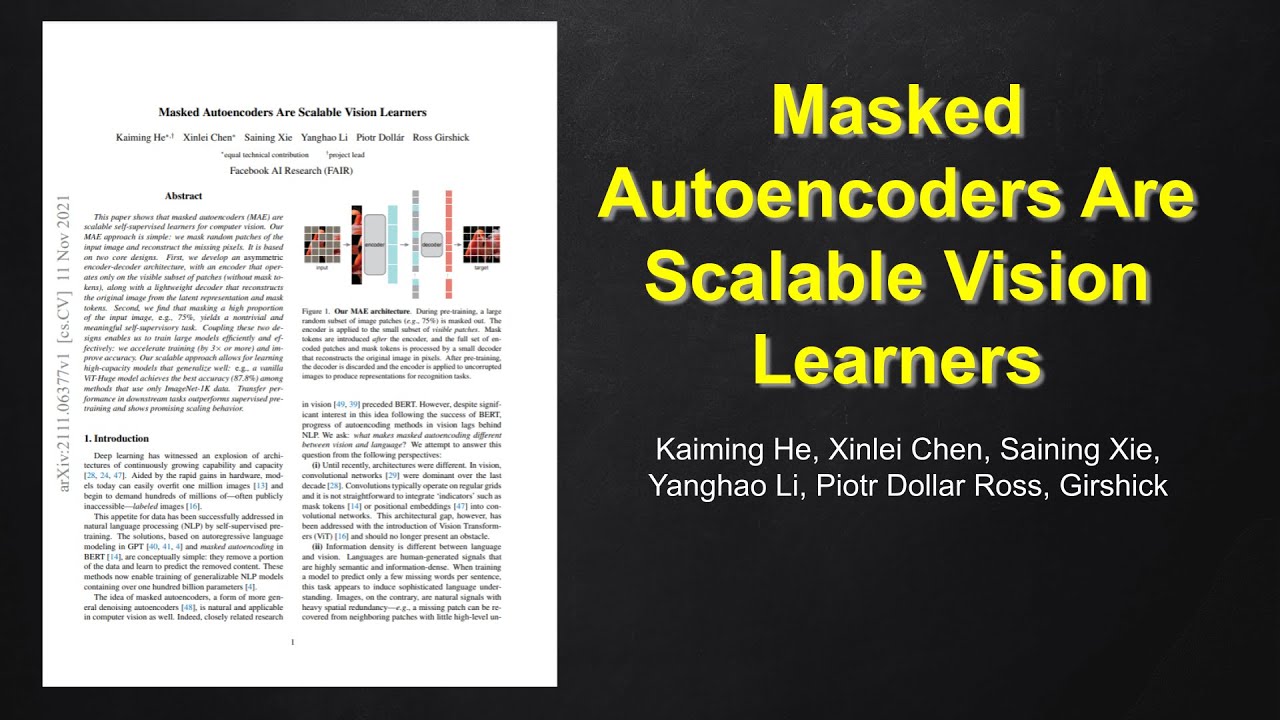 MAE: Masked Autoencoders Are Scalable Vision Learners