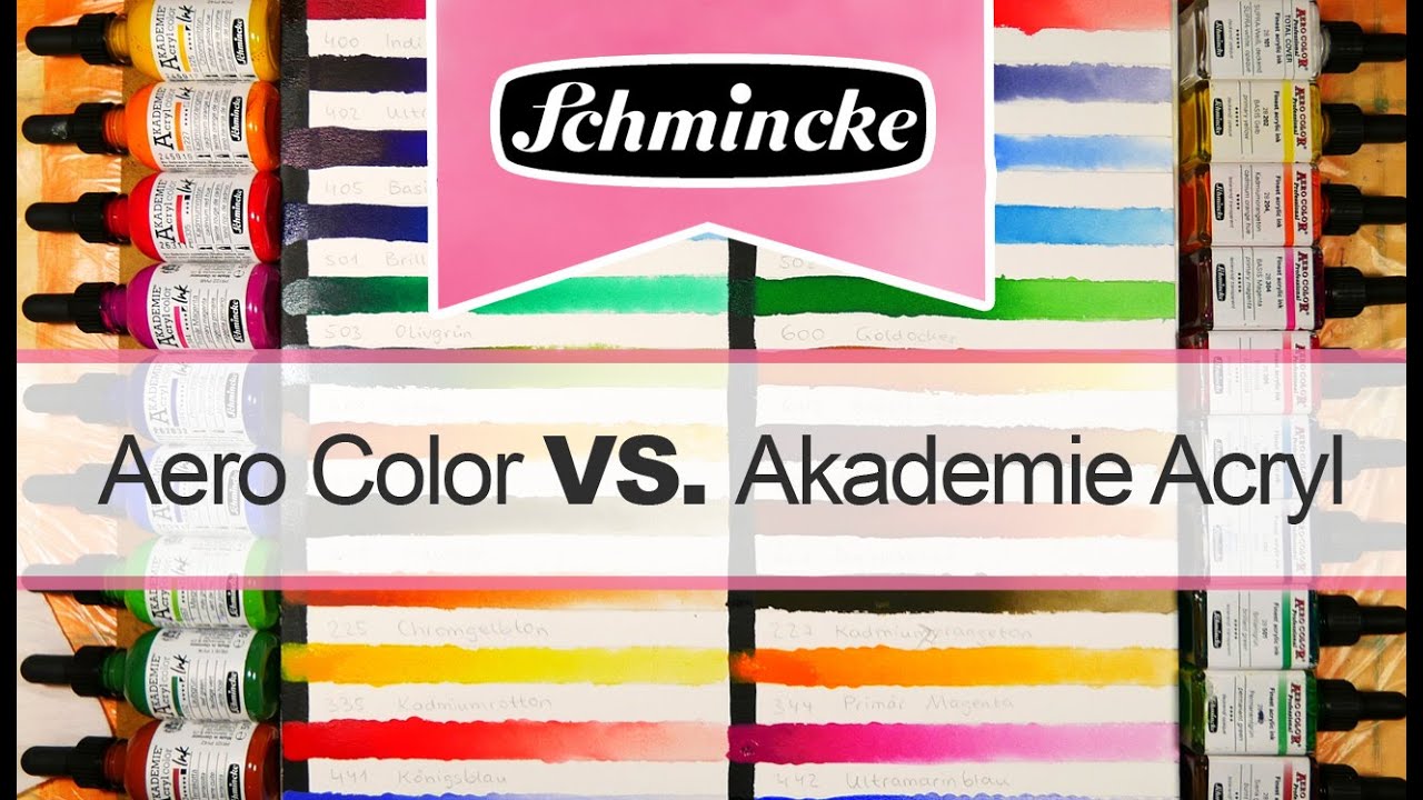 AERO COLOR vs. AKADEMIE Acryl color | Fl&uuml;ssige Acrylfarben Schmincke Vergleich