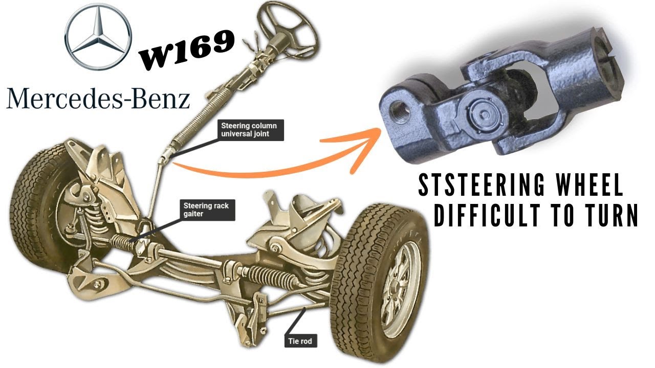 Quick fix Mercedes A class W169, the steering wheel turns hard, the steering column joint is stuck