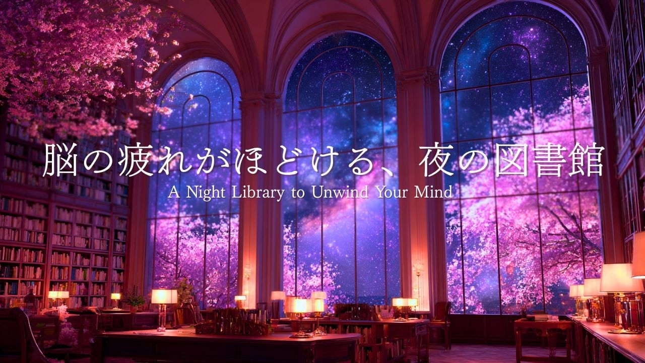 【夜のピアノBGM】脳の疲れがほどける夜の図書館｜一日の終わりに心を休める癒しの時間｜心を落ち着かせる癒しのピアノ｜静かな夜｜癒し音楽｜睡眠用BGM｜夜のラウンジ｜ヒーリングミュージック