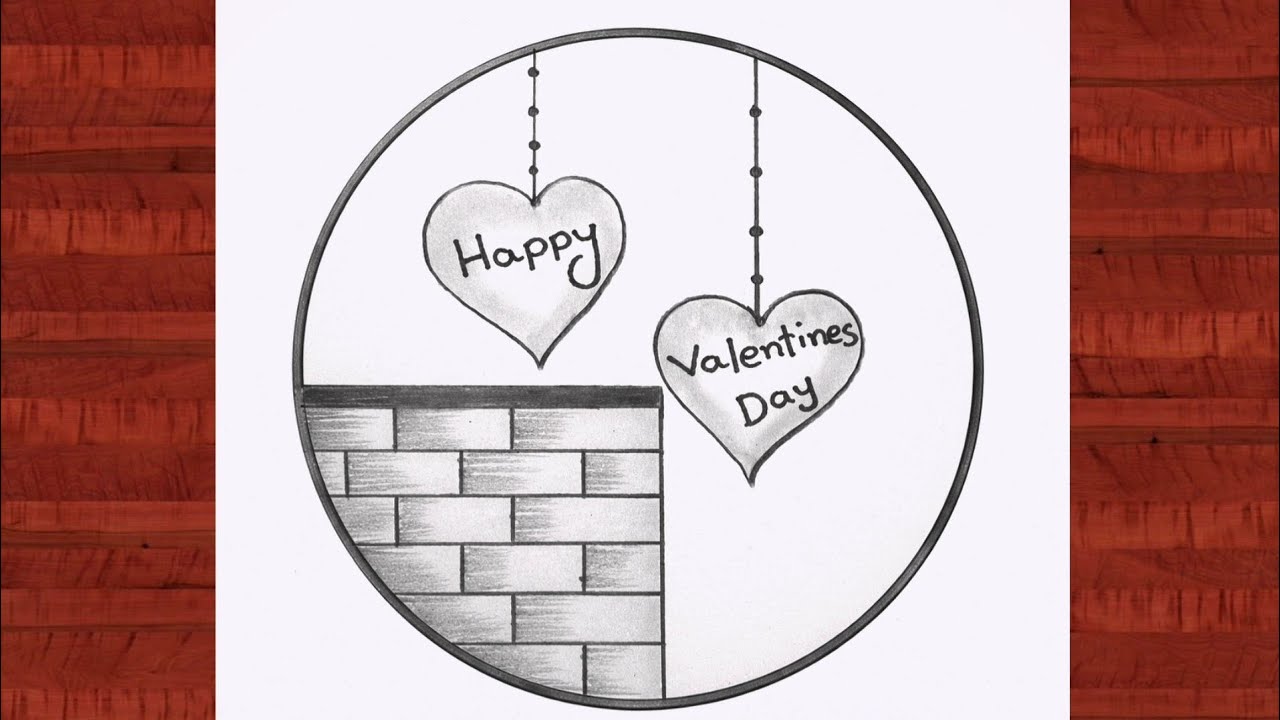 Easy circle Valentine's day drawing/Easy drawing ideas for beginners/How to draw pencil drawing