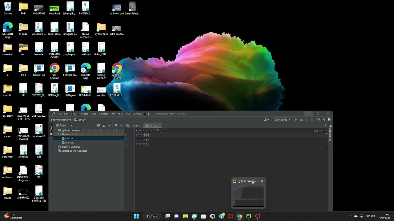commenti variabile stringa  Python usare virgolette triple per memorizzar