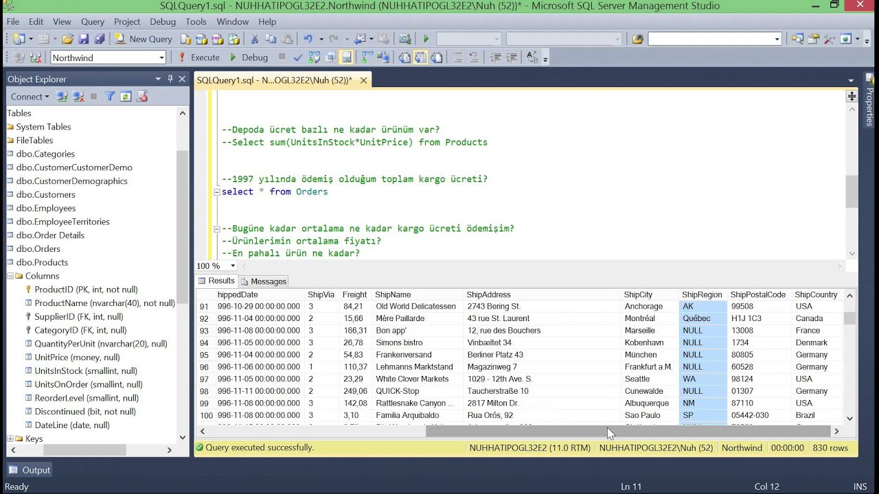 SQL Genel Tekrar 1