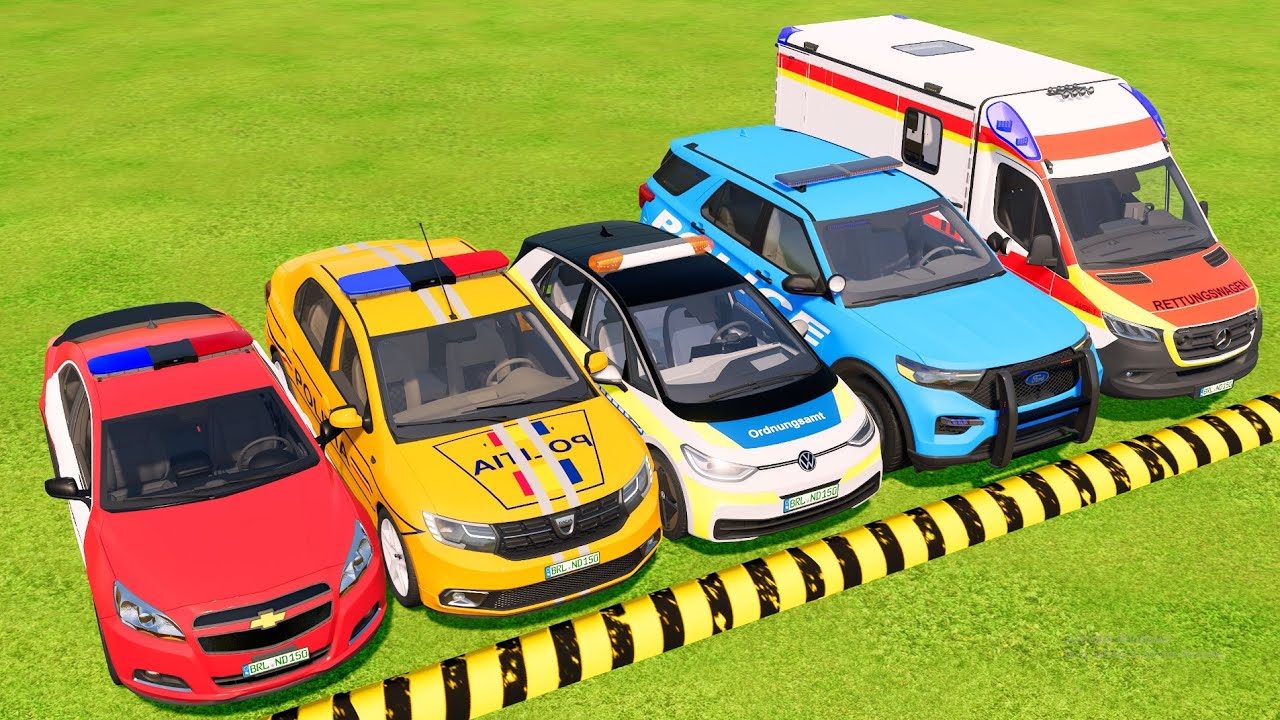 TRANSPORTING ALL COLORS POLICE CARS  VEHICLES WITH MAN BIG TRUCKS ! FS22 #69