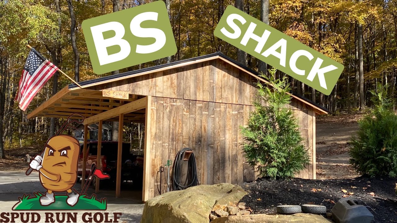 We BUILT a MAINTENANCE BUILDING for our BACKYARD GOLF HOLE!