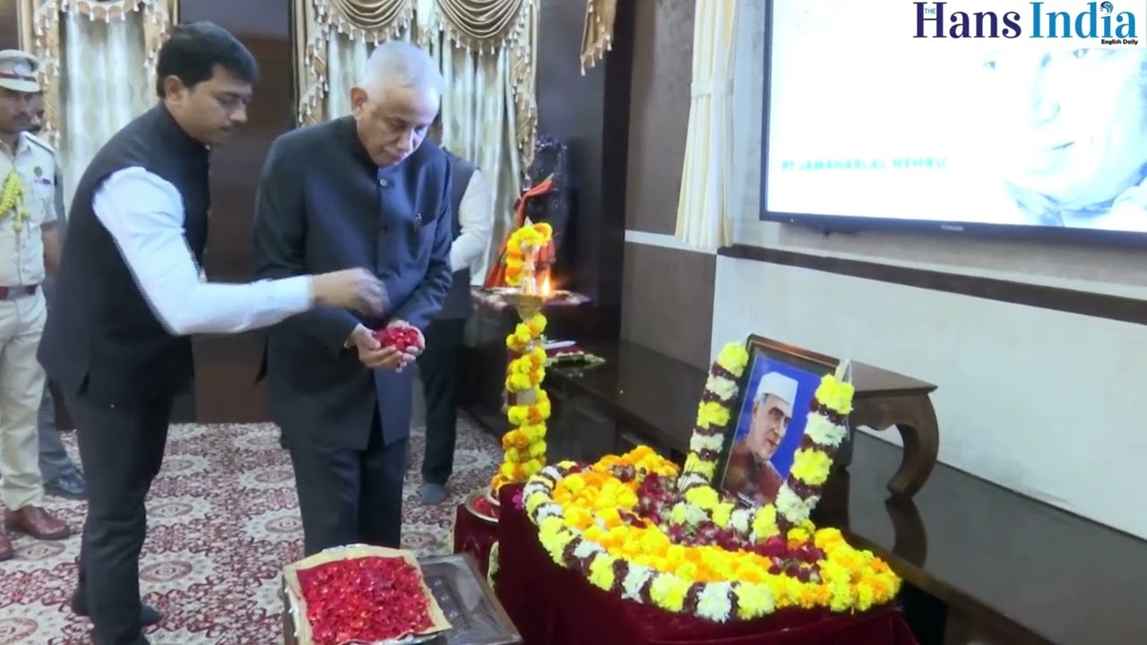 Andhra Pradesh Governor S Abdul Nazeer offered floral tributes to Pandit Jawaharlal Nehru