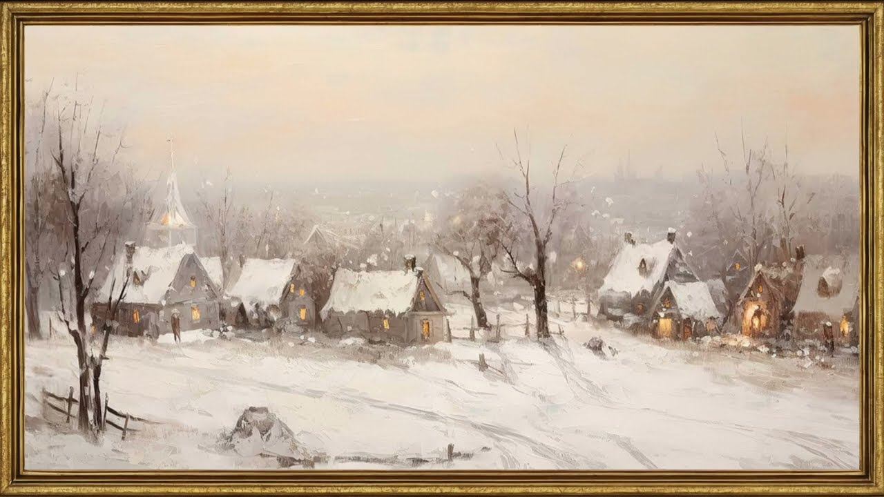WINTER TOWN | FRAMED TV ART WALLPAPER SCREENSAVER BACKGROUND | 2 HRS