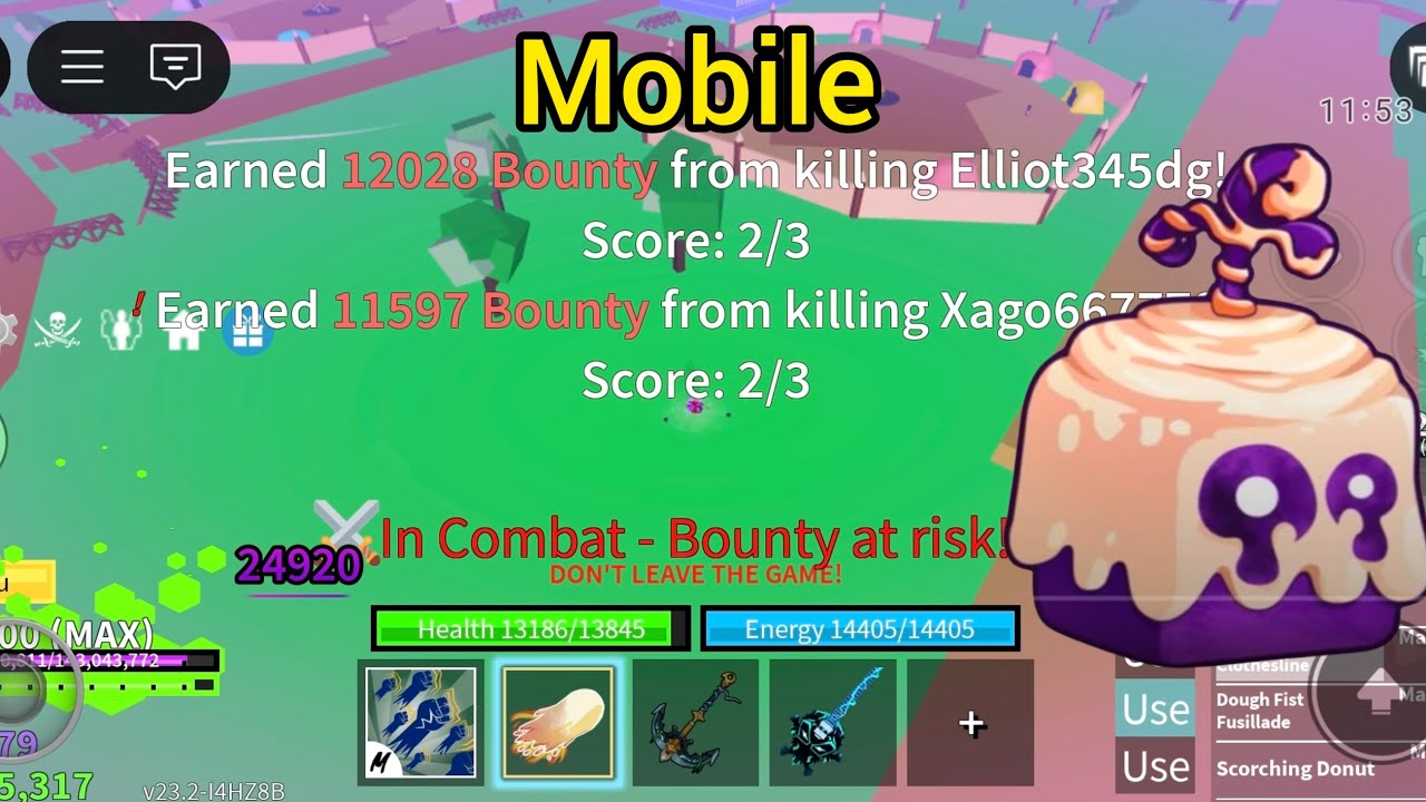 OP Dough Combo Bounty Hunting l Mobile Player📱 l Blox Fruits Road to 30m bounty
