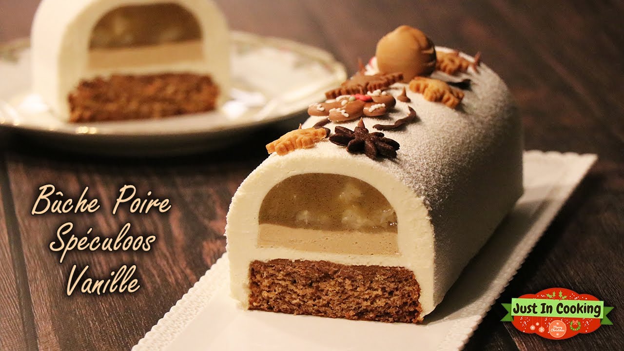 ❅ Recette de Bûche de Noël Poire Spéculoos Vanille ❅