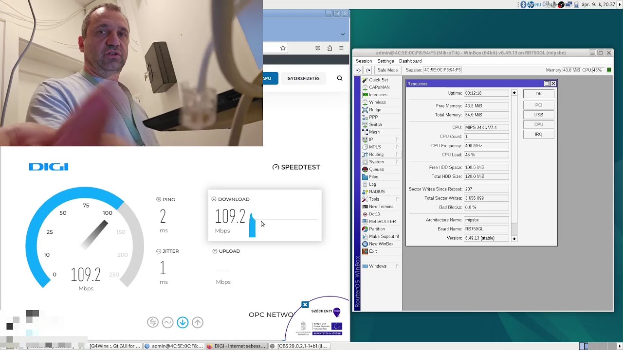 MIKROTIK RB5009UG+S+IN router és 750GL összehasonlító teszt ( DIGI 1000 PPPoE ) - 2024-04-10 -