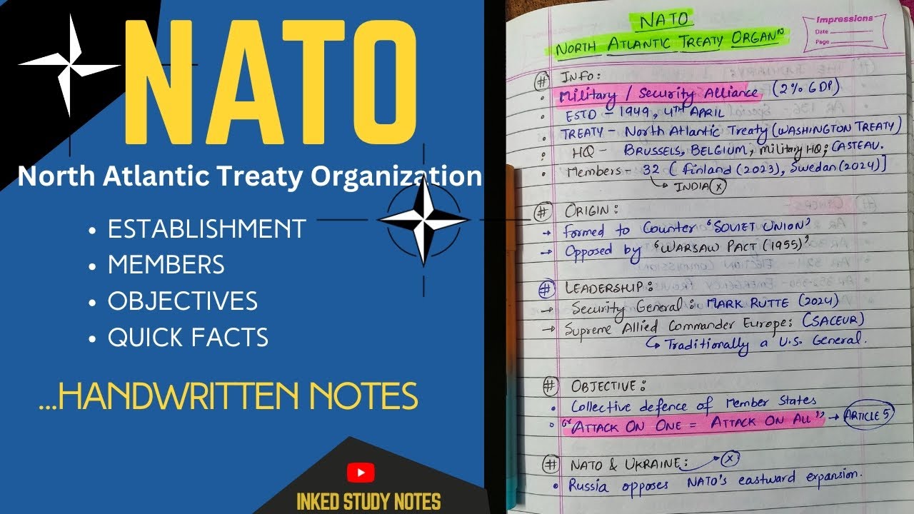 NATO | North Atlantic Treaty Organization | Important International Organisations |Handwritten Notes