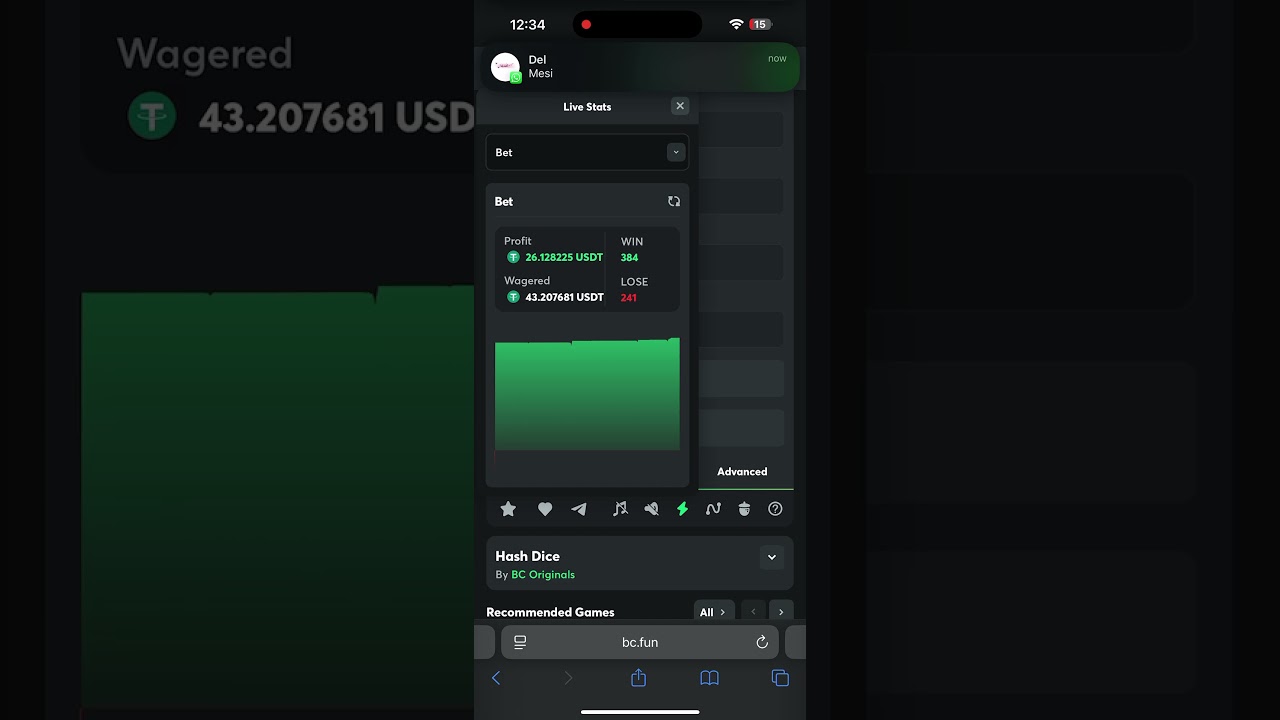 Bc Game Dice Script 26 Usdt profit with low balance