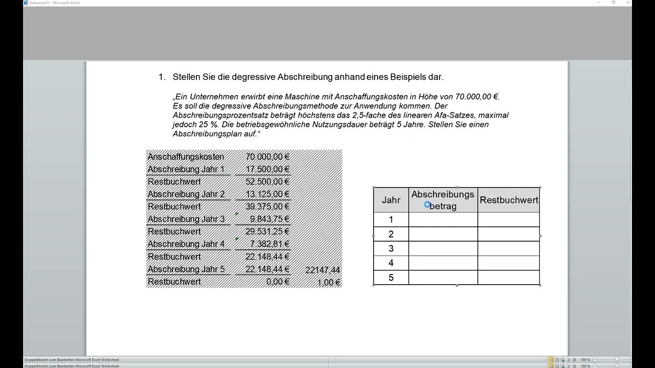 Abschreibungsmethoden, linear, degressiv und Leistungsabschreibung, Prüfungstrainer24
