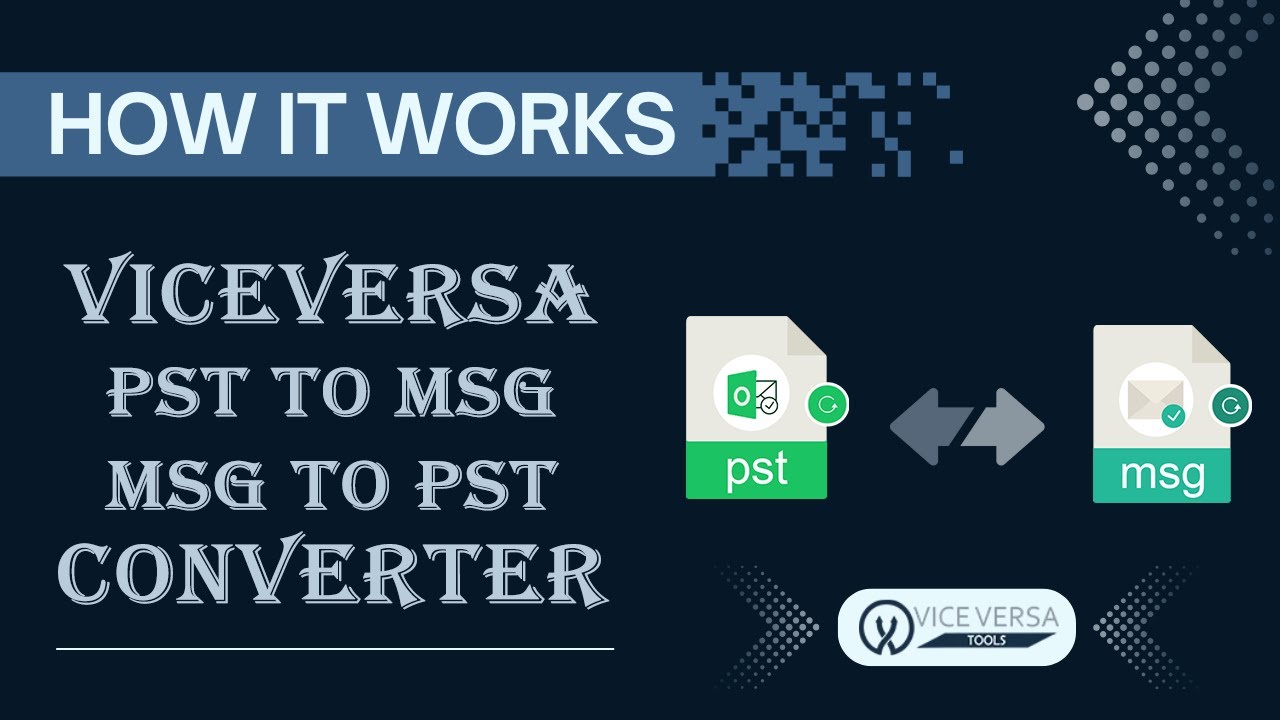 ViceVersa PST to MSG & MSG to PST Converter | How it Works | Guide to Convert PST Files into MSG
