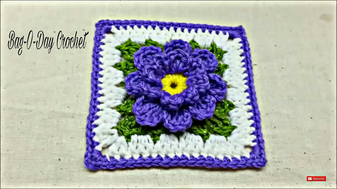 Easy Crochet Flower Granny Square | Bag o day Crochet 171