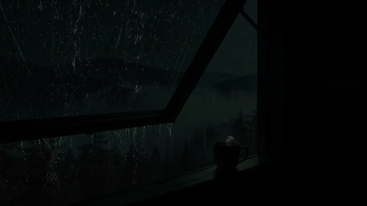 Dark Room & Heavy Rain Outside the Window | Calm Atmosphere for Deep Rest