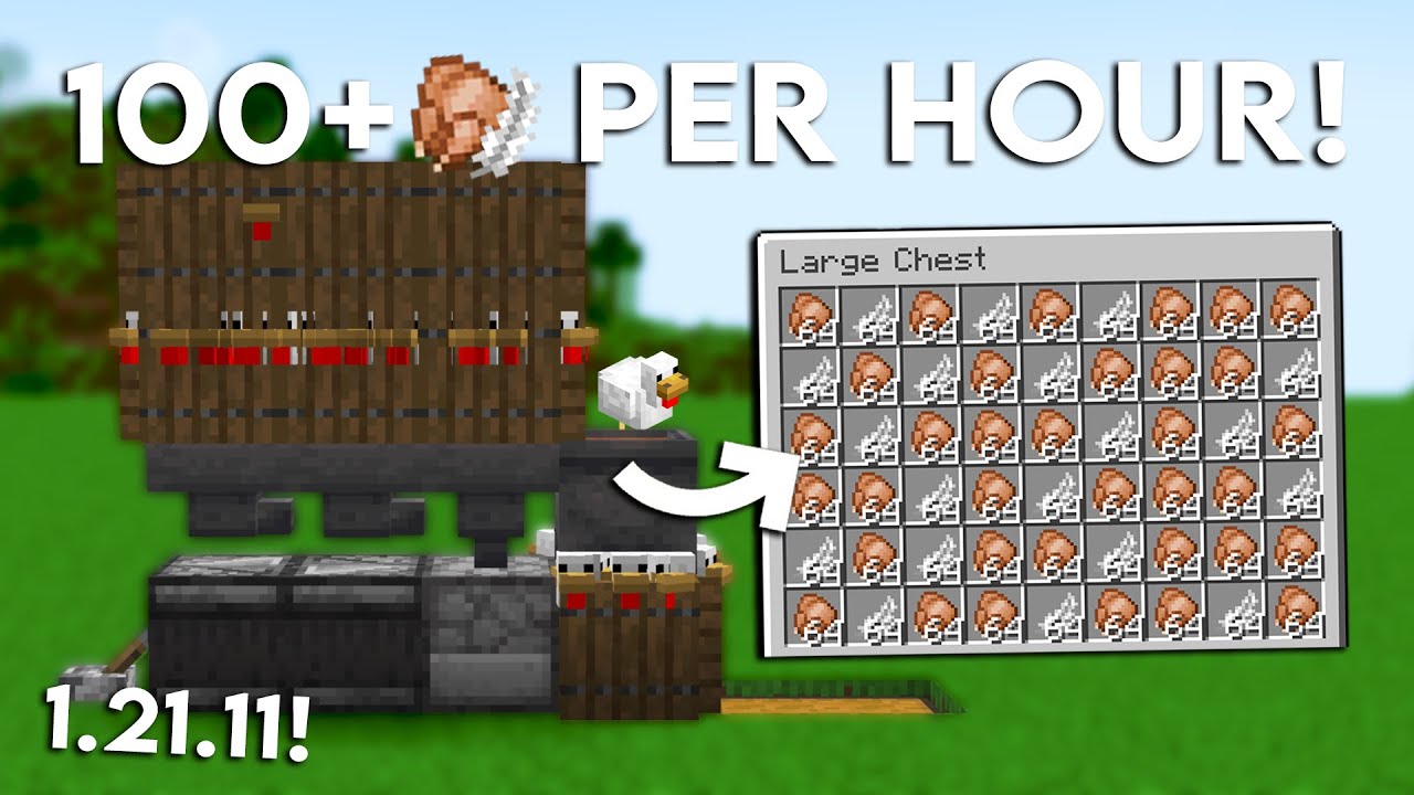 НОВЫЙ УРОК ПО АВТОМАТИЧЕСКОЙ КУРИНОЙ ФЕРМЕ В MINECRAFT 1.21.11 (ПРОСТОЙ)