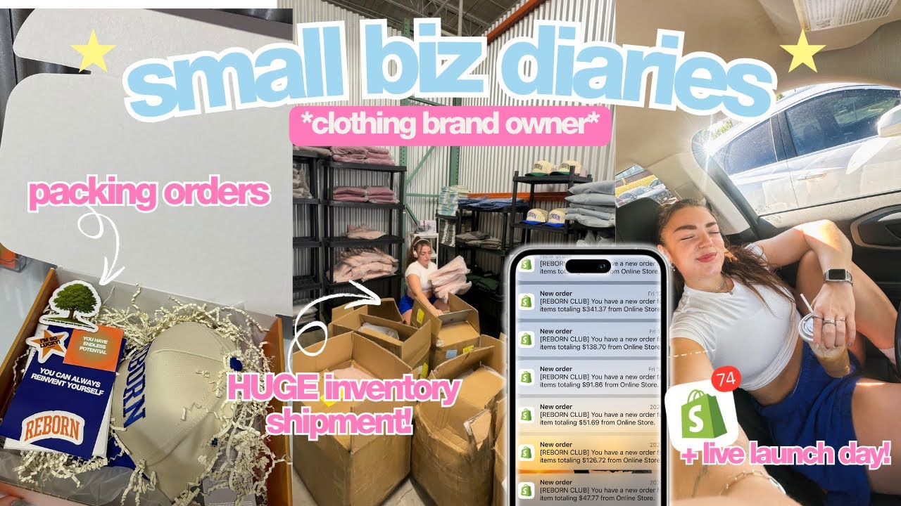 SMALL BIZ DIARIES🍓: HUGE inventory shipment, launch day, packing orders