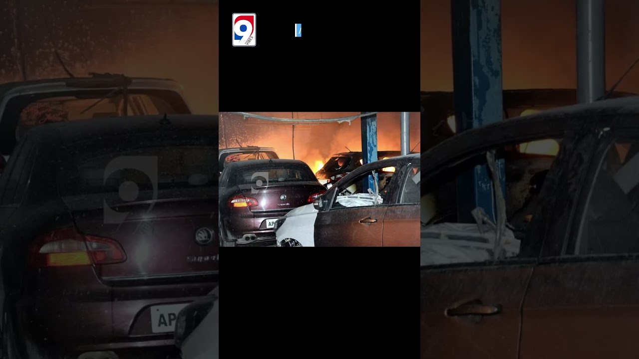 Massive Fire Incident at Car Garage in LB Nagar Hyderabad @9Vibes