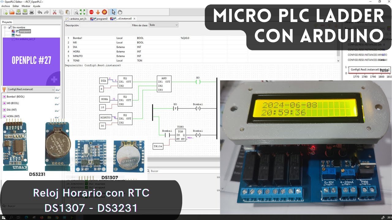 ⚡ OpenPLC Cap_27 Arduino Extensión de OpenPLC RTC con el DS1307 como DS3231 para Reloj Horario