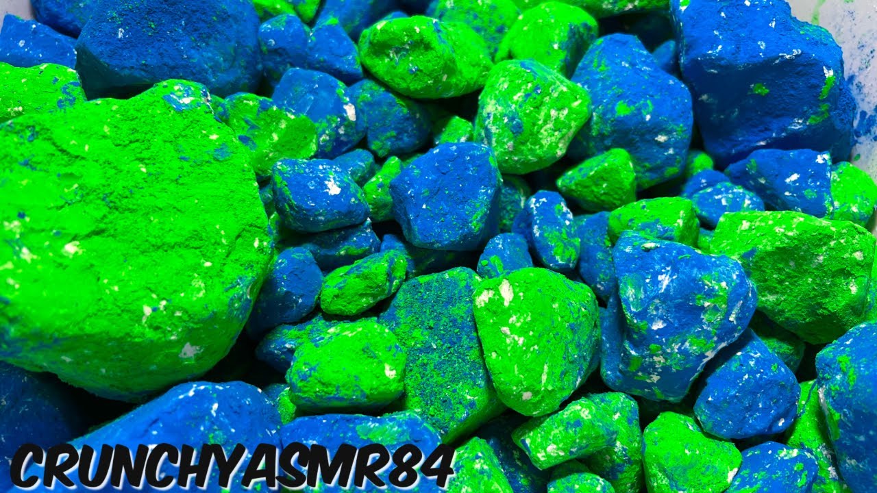 Neon Blue & Green Chalk Rocks & Boulders | Oddly Satisfying | ASMR | Sleep Aid