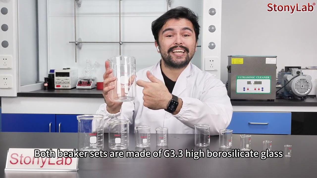 StonyLab Glass Beaker Set &ndash; 5 Sizes of Borosilicate Griffin Beakers! 🧪
