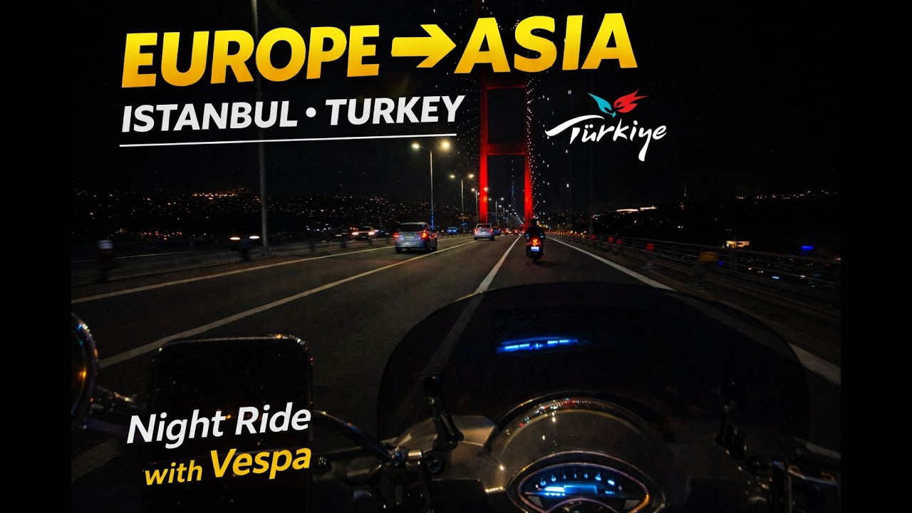 Crossing From Europe to Asia in Istanbul at Night | Vespa POV Ride