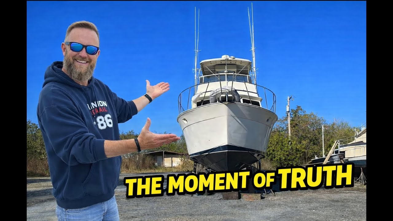 The Moment of truth/Hauling My 42' Bertram out after a quick run down the Houston Ship channel.