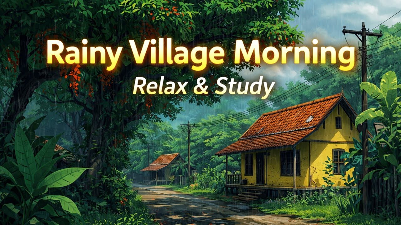 Rainy Village Morning 🌧️ | Peaceful Nature Lofi for Relax & Study