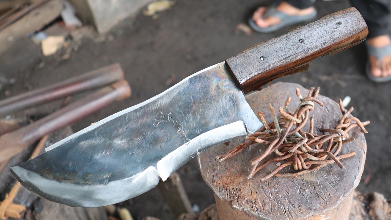 Knife Making - Forging A Powerful Cleaver From A Piece Of Leaf Spring