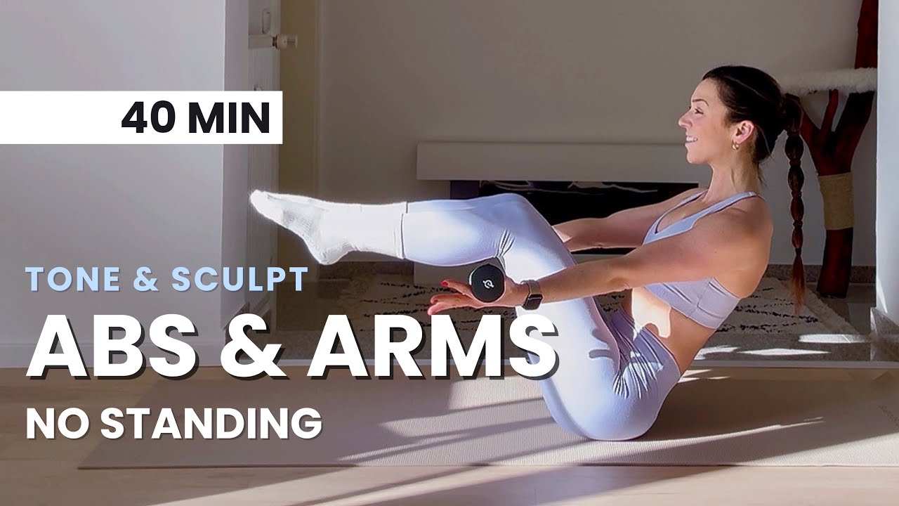 40 минут тренировки для рук и пресса: сила и пилатес | С отягощениями • Без стояния (для начинающ...