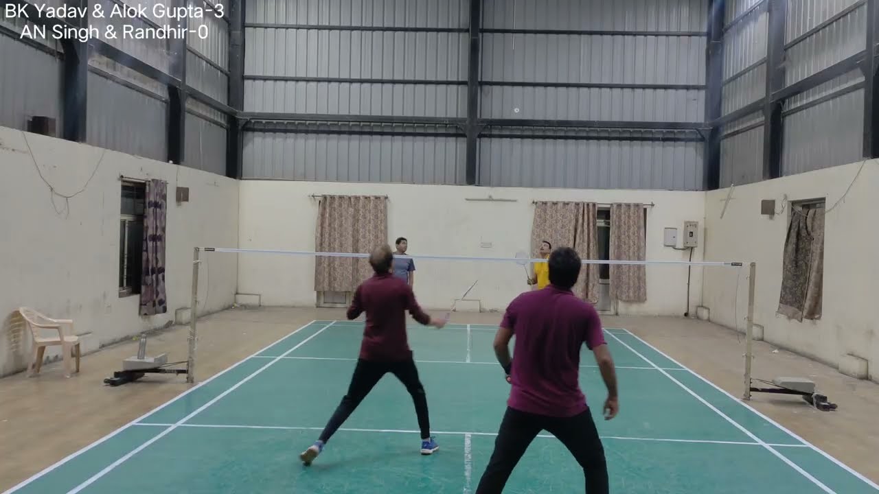 BK Yadav & Alok Gupta Vs AN Singh & Randhir badminton 🏸 doubles match 