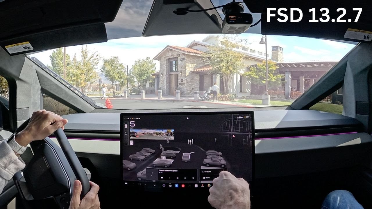 Tesla Cybertruck | New Update Version 13.2.7 FSD - Navigate to Aspire Coffee