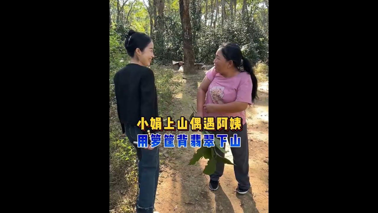 小娟上山偶遇阿姨，用箩筐背翡翠下山？ #翡翠 #翡翠手镯 #翡翠定制 #翡翠珠宝
