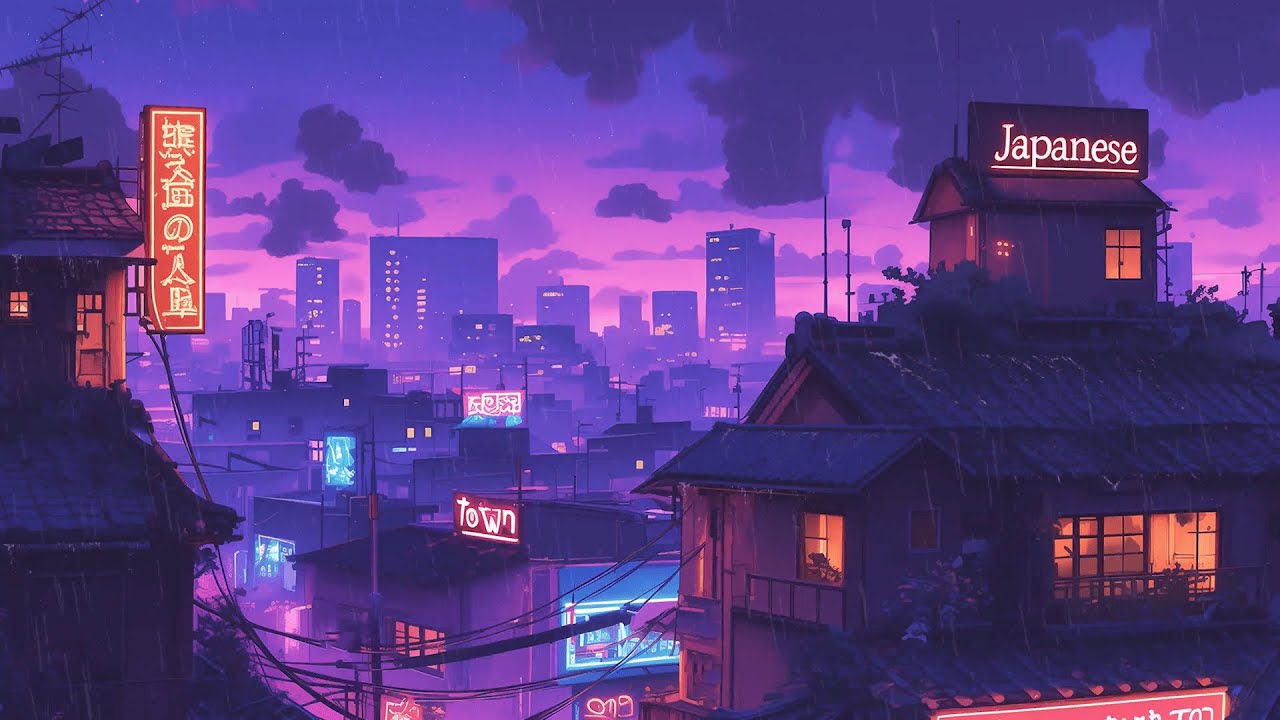 Retro Lofi Hip Hop Beats 🎶 1980s & 90s Vibes & Nostalgic Japanese Town Ambience 🌆 Lofi Rain Playlist