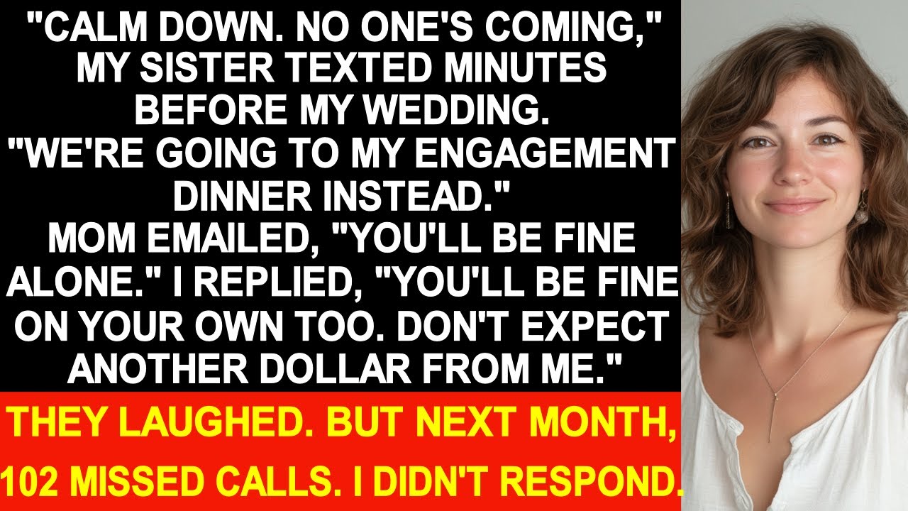 My family canceled their attendance just minutes before my wedding ceremony. So I quit too.