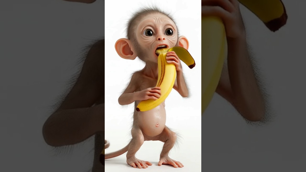 Cute baby monkey eating banana #cute #baby #monkey #eating #banana