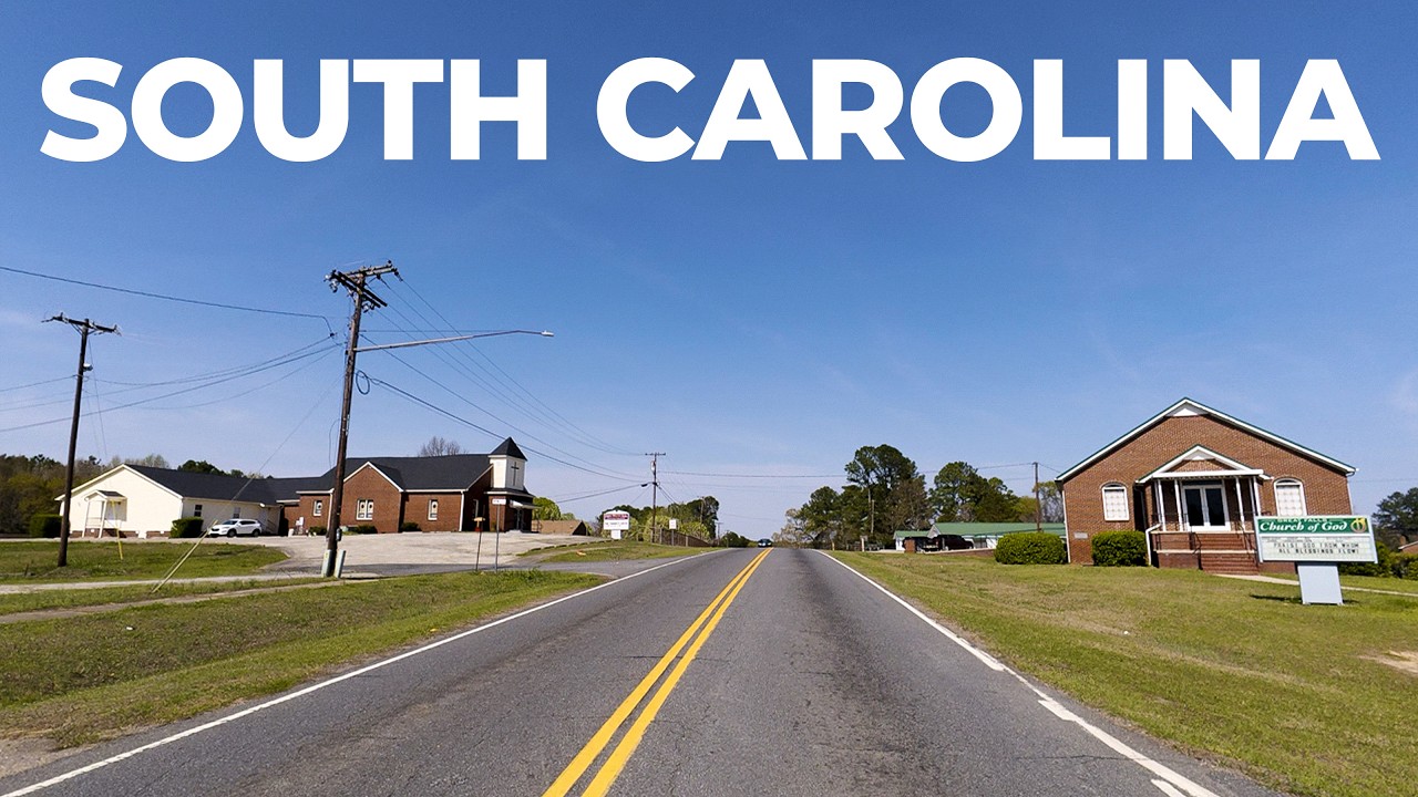 Scenic Drive in Rural South Carolina - Great Falls to Rock Hill