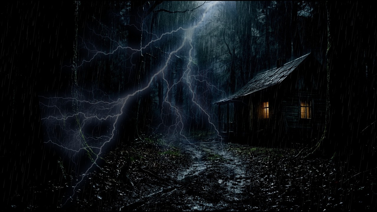 Thunderstorms on the Roof of an Old Tin House, on a Mysterious Night, Can Bring Relax & Stress Away