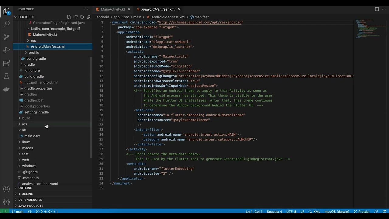 Generate pdf in flutter without third part lib using kotlin & Swift