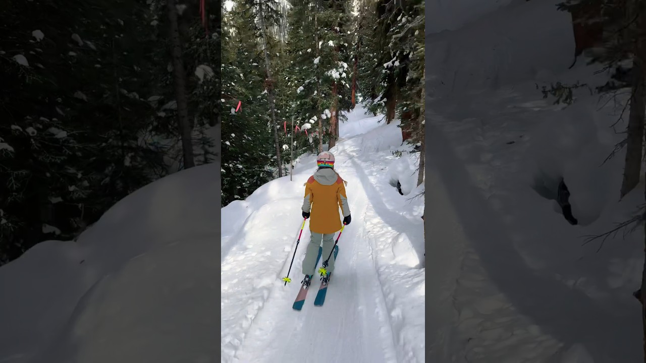 Traversing out from skiing the Steep Gullies at Arapahoe Basin. 